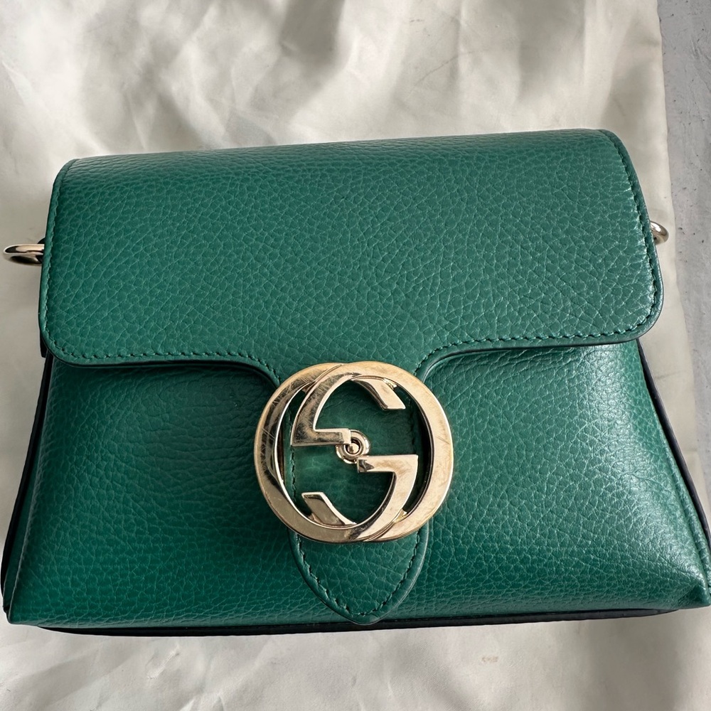 Gucci Green Leather Shoulder Bag with Gold Chain - Picture 4 of 4